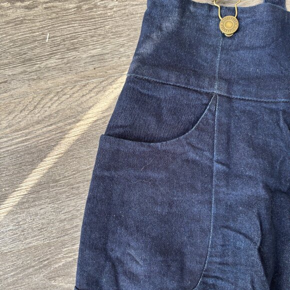 Collectif Size UK 16/US 12 Blue High Waist Denim Suspender Pencil Skirt with Fro - Picture 2 of 6